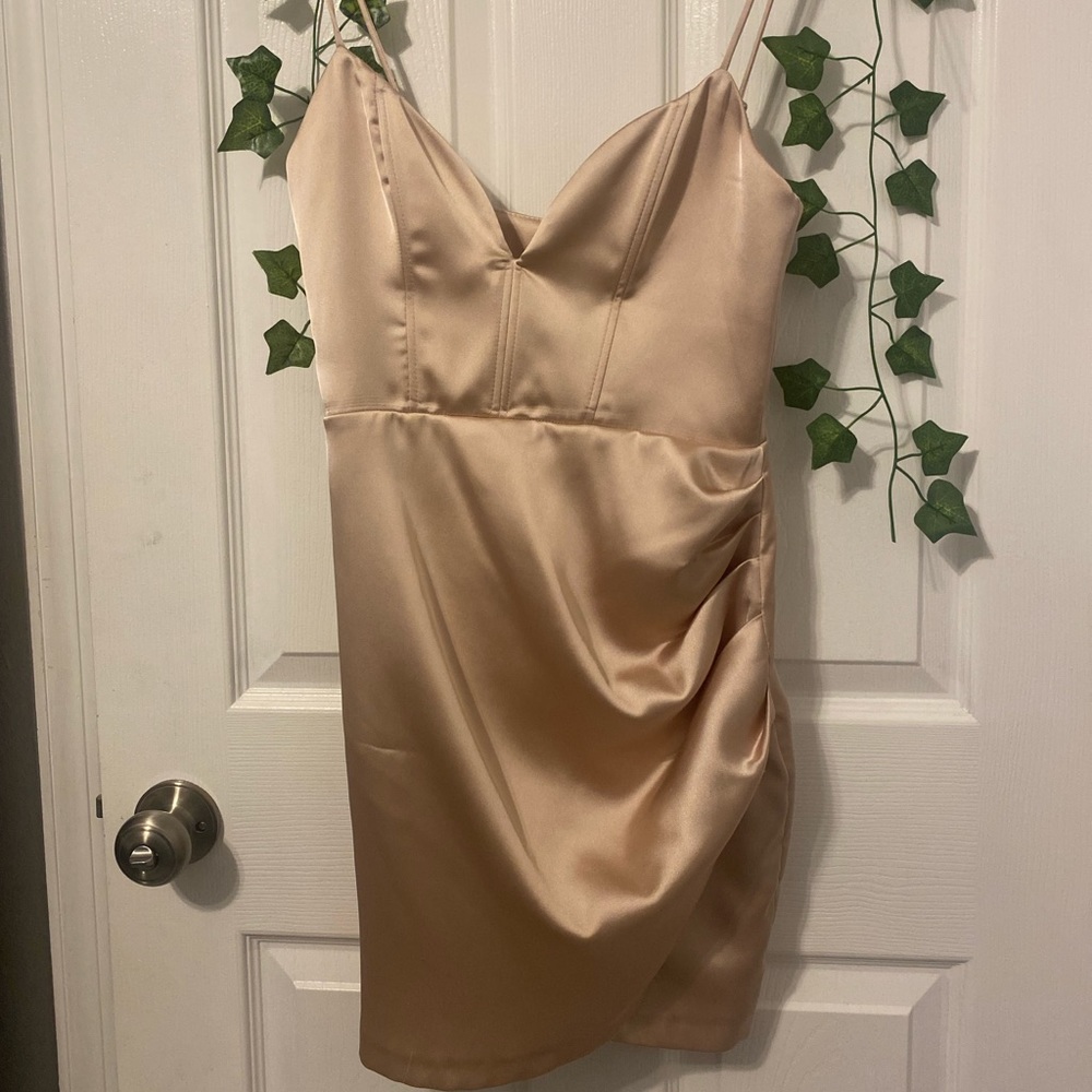 Zara Champagne holiday dress